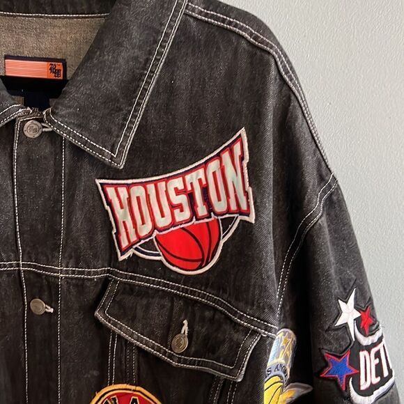 Men’s Regal Wear 2XL Vintage NBA Basketball black denim jean jacket ~ RARE! - Picture 4 of 14